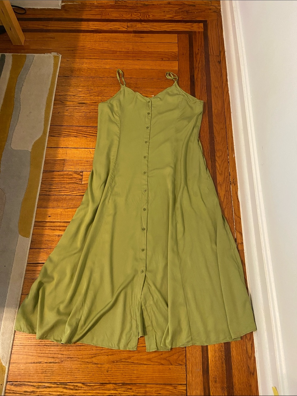 Uniqlo Women's Olive Green Button-Front Slip Dress